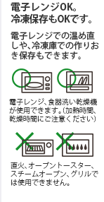 電子レンジOK。冷凍保存もOKです。